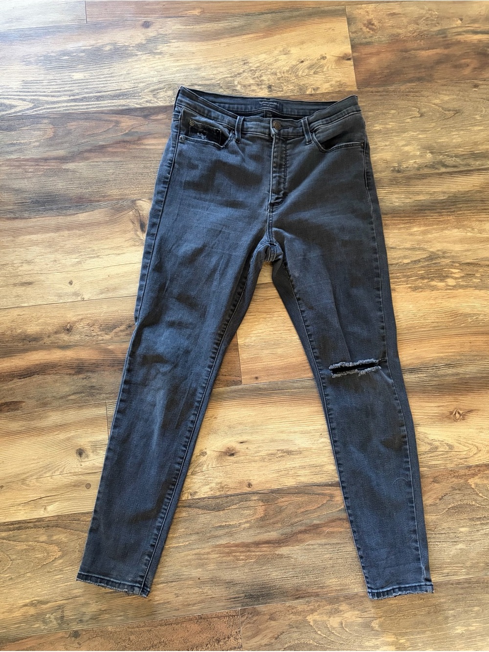 Banana Republic Black Skinny Jeans with Knee Rip